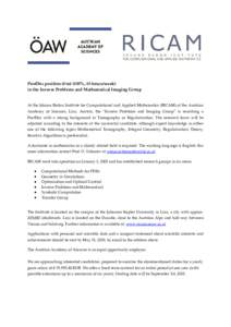 PostDoc position (f/m) (100%, 40 hours/week) in the Inverse Problems and Mathematical Imaging Group At the Johann Radon Institute for Computational and Applied Mathematics (RICAM) of the Austrian Academy of Sciences, Lin