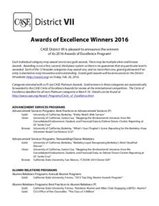  Awards of Excellence Winners 2016