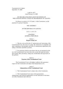 Constitution of Albania / Politics / Constitution of France / Constitutional Court of Thailand / Part Eighth of the Albanian Constitution / Constitutional Court of Korea / Constitutional law / Government / Law
