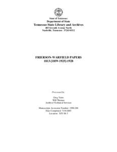 Microsoft Word - FRIERSON-WARFIELD PAPERS, [removed]doc