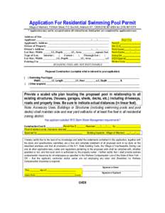 Application For Swimming Pool Permit