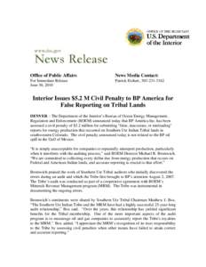 News Release-BP-Ute Civil Penalty[removed]