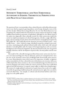 David J. Smith  Minority Territorial and Non-Territorial Autonomy in Europe: Theoretical Perspectives and Practical Challenges