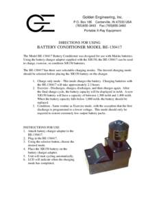 Golden Engineering, Inc. P.O. Box 185 Centerville, INUSAFaxPortable X-Ray Equipment  DIRECTIONS FOR USING