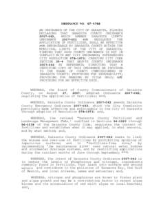 ORDINANCE NO[removed]AN ORDINANCE OF THE CITY OF SARASOTA, FLORIDA DECLARING THAT SARASOTA COUNTY ORDINANCE[removed], WHICH AMENDS