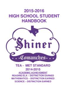 HIGH SCHOOL STUDENT HANDBOOK TEA - MET STANDARD