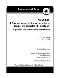 Professional Paper  SMARTS2, A Simple Model of the Atmospheric Radiative Transfer of Sunshine: Algorithms and performance assessment