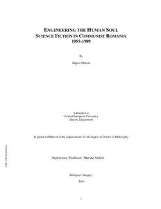 ENGINEERING THE HUMAN SOUL SCIENCE FICTION IN COMMUNIST ROMANIA[removed]