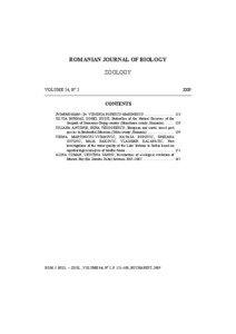 ROMANIAN JOURNAL OF BIOLOGY ZOOLOGY VOLUME 54, No 2