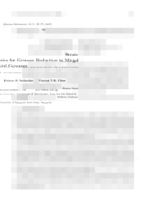 Genome Informatics 16(2): 69–Strategies for Genome Reduction in Microbial Genomes Kishore R. Sakharkar