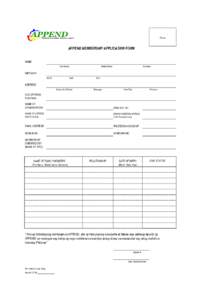 Photo  APPEND MEMBERSHIP APPLICATION FORM NAME First Name