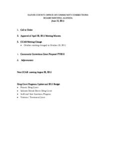 EATON COUNTY OFFICE OF COMMUNITY CORRECTIONS BOARD MEETING AGENDA June 10, Call to Order
