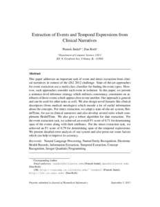 Extraction of Events and Temporal Expressions from Clinical Narratives Prateek Jindala,∗, Dan Rotha a  Department of Computer Science, UIUC