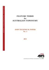 FEATURE TERMS for AUSTRALIAN TOPONYMY ANPS TECHNICAL PAPER No. 3