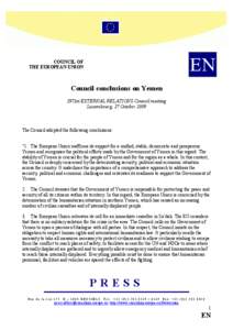 EN  COUCIL OF THE EUROPEA UIO  Council conclusions on Yemen