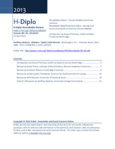 H-Diplo Roundtables, Vol. XIV, No)
