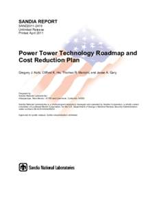 SANDIA REPORT SAND2011-2419 Unlimited Release Printed AprilPower Tower Technology Roadmap and