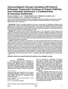 Neurocardiogenic Syncope Coexisting with Postural Orthostatic Tachycardia Syndrome in Patients Suffering from Orthostatic Intolerance: A Combined form of Autonomic Dysfunction