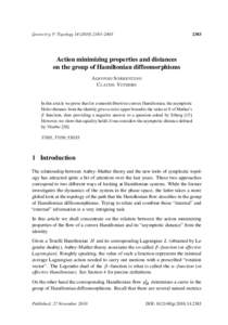 Geometry & Topology–Action minimizing properties and distances on the group of Hamiltonian diffeomorphisms