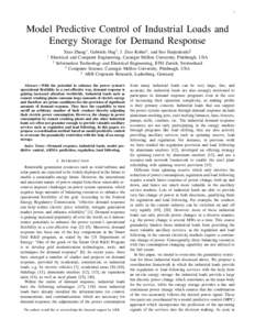 1  Model Predictive Control of Industrial Loads and Energy Storage for Demand Response ∗