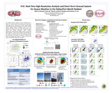 P.31 Real-Time High Resolution Analysis and Short-Term Forecast System for Severe Weather in the Dallas/Fort Worth Testbed Keith A. Brewster, Kevin W. Thomas, Jerald A. Brotzge and Frederick H. Carr Center for Analysis a