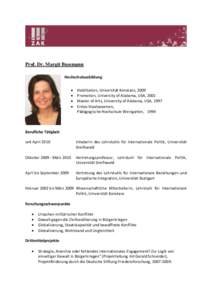 Prof. Dr. Margit Bussmann Hochschulausbildung    