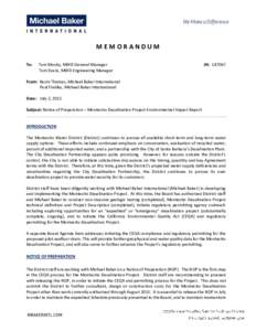 MEMORANDUM To: Tom Mosby, MWD General Manager Tom Evans, MWD Engineering Manager