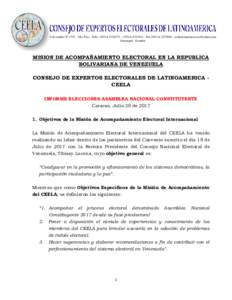 9 de octubre Nº 1703 · 2do. Piso · Telfs – ( · Fax ·  Guayaquil - Ecuador MISION DE ACOMPAÑAMIENTO ELECTORAL EN LA REPUBLICA BOLIVARIANA