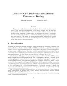 Limits of CSP Problems and Efficient Parameter Testing Marek Karpinski∗ Roland Mark´o†