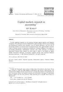 Journal of Accounting and Economics[removed]–231  Capital markets research in