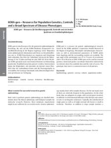 KORA-gen – Resource for Population Genetics, Controls and a Broad Spectrum of Disease Phenotypes bersicht S26  H.-E. Wichmann
