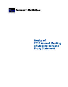 Notice of 2015 Annual Meeting of Stockholders and Proxy Statement  LETTER TO STOCKHOLDERS FROM OUR LEAD
