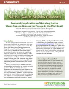ECONOMICS  SP 731-E Economic Implications of Growing Native Warm-Season Grasses for Forage in the Mid-South