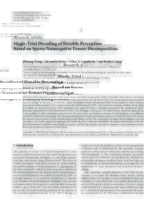 Single-Trial Decoding of Bistable Perception Based on Sparse Nonnegative Tensor Decomposition