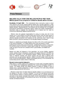 Microsoft Word - Press Release Gender  malaria _28 April 06_.doc