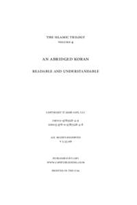 the islamic trilogy volume 4 an abridged koran readable and understandable