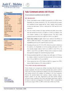 Tata Communications Ltd (Tcom)  1st FebruaryKey Data  `