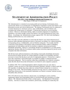 Statement of Administration Policy on H.RCyber Intelligence Sharing and Protection Act