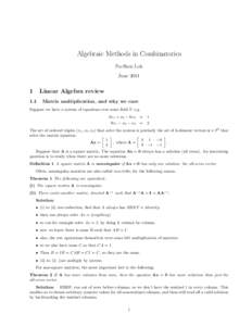 Algebraic Methods in Combinatorics Po-Shen Loh June