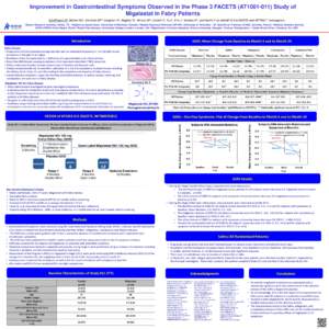 Improvement in Gastrointestinal Symptoms Observed in the Phase 3 FACETS (AT1001-011) Study of Migalastat in Fabry Patients Schiffmann R1 ,Bichet DG2, Germain DP3, Giugliani R4, Hughes D5, Wilcox W6, Castelli J7, Yu J7, K