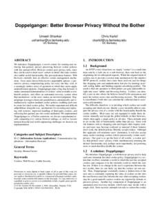 Doppelganger: Better Browser Privacy Without the Bother Umesh Shankar  Chris Karlof 