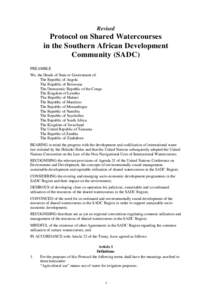 Revised  Protocol on Shared Watercourses in the Southern African Development Community (SADC) PREAMBLE