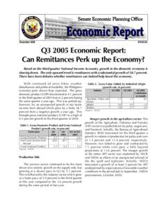 Q3 2005: Economic Report: Can Remittances Perk up the Economy?