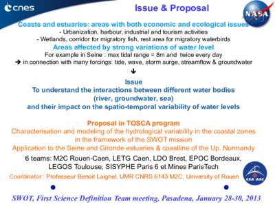 Issue & Proposal Coasts and estuaries: areas with both economic and ecological issues - Urbanization, harbour, industrial and tourism activities - Wetlands, corridor for migratory fish, rest area for migratory waterbirds
