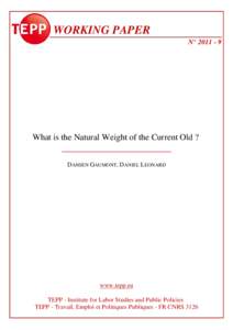 WORKING PAPER N° What is the Natural Weight of the Current Old ? DAMIEN GAUMONT, DANIEL LEONARD