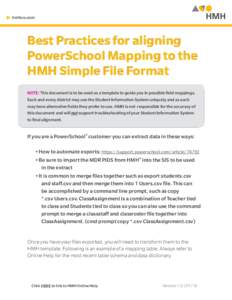 hmhco.com  Best Practices for aligning PowerSchool Mapping to the HMH Simple File Format NOTE: This document is to be used as a template to guide you in possible field mappings. 