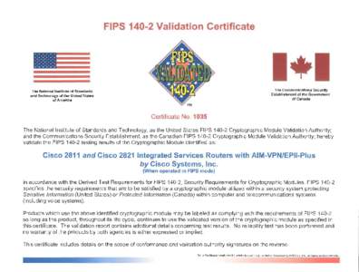 FIPS[removed]Validation Certificate No. 1035