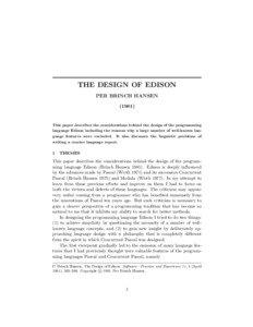THE DESIGN OF EDISON PER BRINCH HANSEN (1981)
