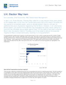 U.K. Election ‘May’-hem  U.K. Election ‘May’-hem Eric Lascelles, Chief Economist, RBC Global Asset Management In April, U.K. Prime Minister, Theresa May called for a snap election three years ahead of the needed 
