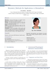en37  Original Article Biometric Methods for Applications in Biomedicine Anna Schlenker1,2 , Milan Šárek3